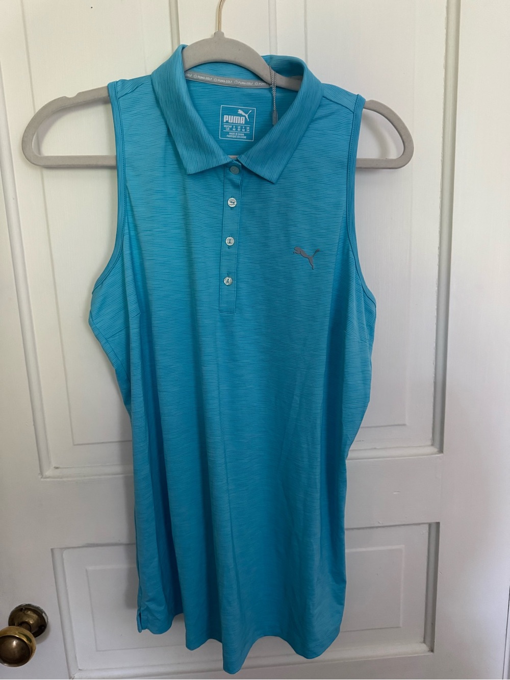 PUMA Sleeveless Polo Dress in Bright Teal